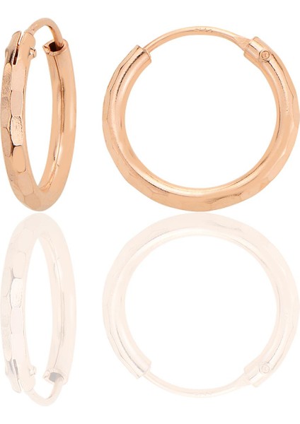 Gümüş Rose Lazer Kesimli 16 mm Halka Küpe SGTL12748ROSE
