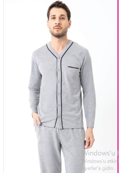 Erkek Boydan Düğmeli Pijama Takımı