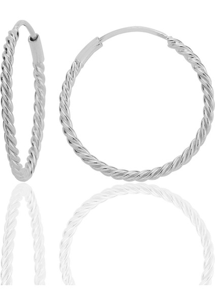 Gümüş 20 mm Sık Burgu Halka Küpe SGTL12753RODAJ