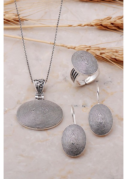 Telkari İşlemeli Sarma Elişi Gümüş Set 1879