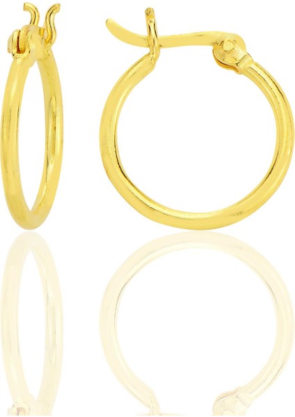 Gümüş Altın Yaldızlı 16 mm Balta Kilit Şarnel Halka Küpe SGTL12758GOLD
