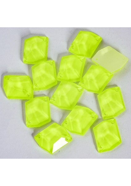 Premium Kalite Altı Düz Delikli Dikme Kristal Taş Cosmic 10*14MM N04 Citrine Neon (36 Adet)