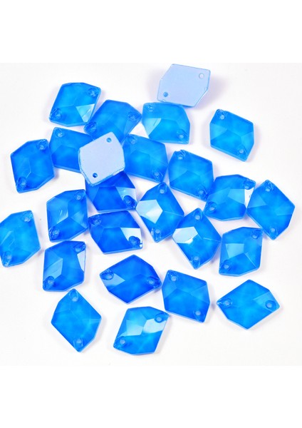 Premium Kalite Altı Düz Delikli Dikme Kristal Taş Cosmic 10*14MM N03 Sapphire Neon (36 Adet)