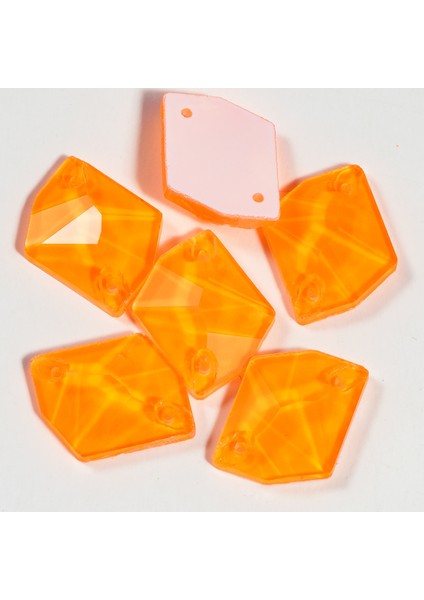 Premium Kalite Altı Düz Delikli Dikme Kristal Taş Cosmic 10*14MM N05 Orange Neon (36 Adet)