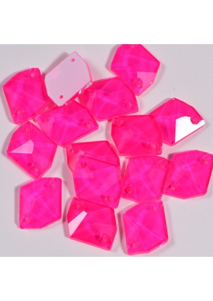Premium Kalite Altı Düz Delikli Dikme Kristal Taş Cosmic 10*14MM N08 Rose Neon (36 Adet)