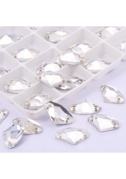 Premium Kalite Altı Düz Delikli Dikme Kristal Taş Ax Shape 12*19MM Crystal (28 Adet)