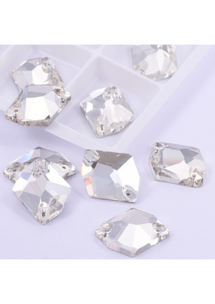 Premium Kalite Altı Düz Delikli Dikme Kristal Taş Cosmic 8*10MM Crystal (48 Adet)
