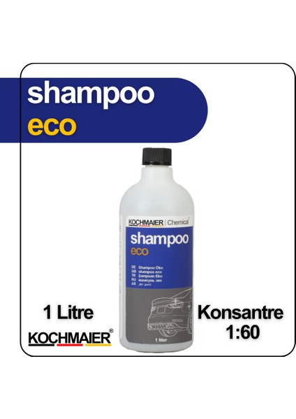 Shampoo Eco Oto Araç Cilalı Fırçalı Şampuan Temizleyici Kopüklü Konsantre 1:60 1 Litre