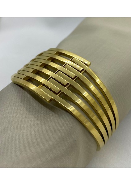 Çelik Gold Renk Kaburga Model Kelepçe Bileklik fırsatları