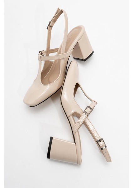 ACRON Ekru Rugan Tokalı Kadın Ayakkabı modelleri