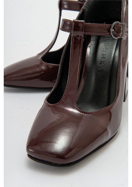 OMERA Bordo Rugan Kalın Topuklu Kadın Ayakkabı fiyatları