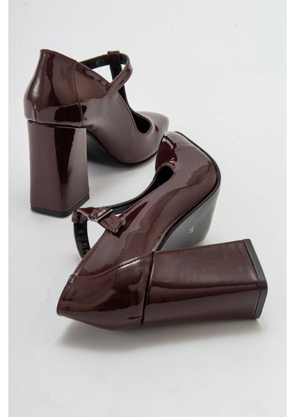 OMERA Bordo Rugan Kalın Topuklu Kadın Ayakkabı indirimleri