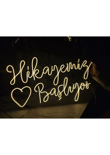 Cizgineon Hikayemiz Başlıyor Işıklı Neon LED Duvar Dekarasyon
