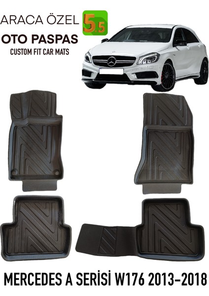 Newdeco Mercedes A Serisi W176 2013-2018 Için 5,5d Carbon Style Havuzlu Paspas - Tpe Malzeme
