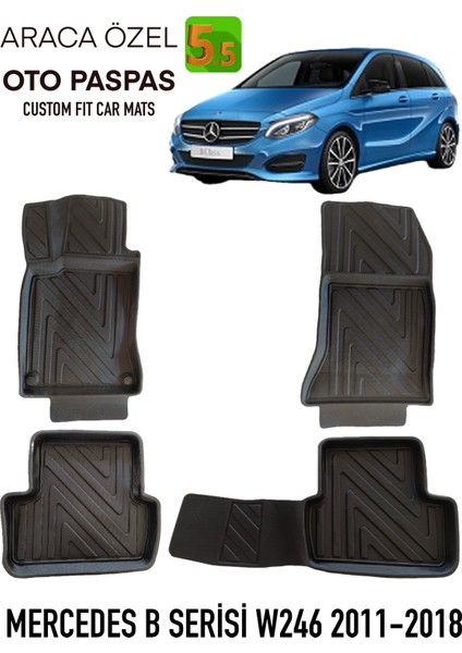 Newdeco Mercedes B Serisi W246 2011-2018 Için 5,5d Carbon Style Havuzlu Paspas - Tpe Malzeme