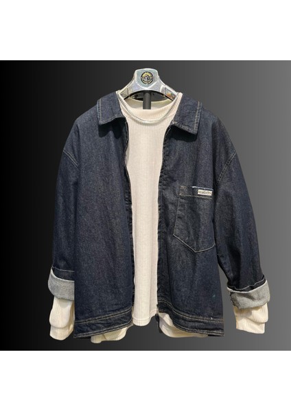 Unisex Oversize Lacivert Kot Ceket