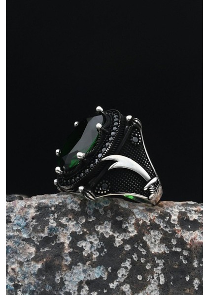 Zülfikar Hz. Ali'nin Kılıcı 925 Ayar Gümüş Erkek Yüzüğü Yeşil Zirkon Taşlı 901499 fiyatları