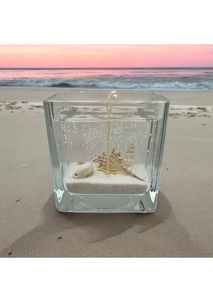Gerçek Deniz Kabuklarıyla Hazırlanmış Jel Mum 8 x 8 cm fırsatları