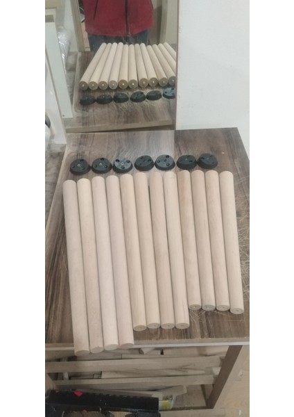 38,41,44 cm 3lü Takım Ahşap Konik Ayak