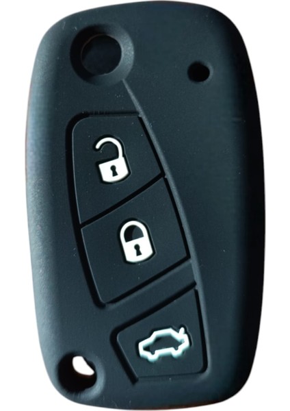 Fiat Doblo Fiorino Linea 3 Butonlu Anahtar Uyumlu Silikon Oto Anahtar Kumanda Kabı Kılıf Siyah