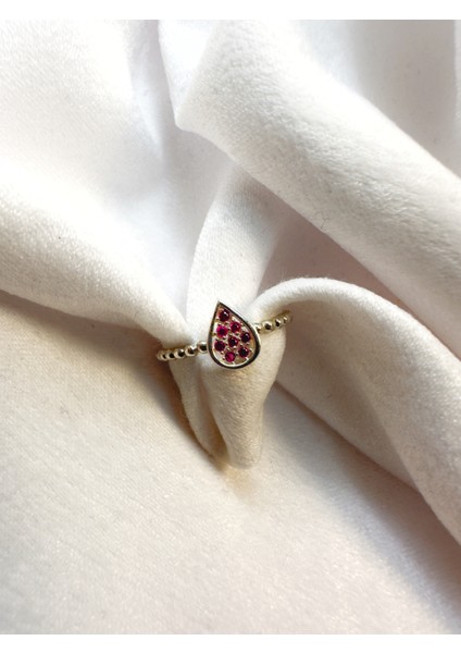Pembe Taşlı Damla 925 Ayar Silver Gümüş Yüzük fiyatları