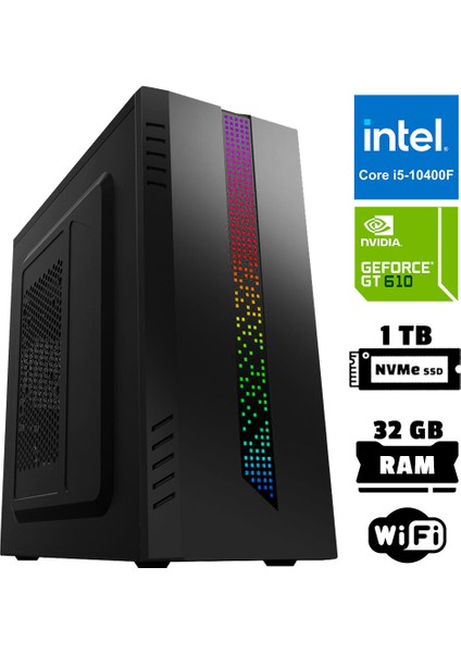 XSR1049 I5 10400F 32GB Ram 1tb M.2 Nvme SSD 2gb GT610 Ekran Kartı Masaüstü Ofis Bilgisayarı