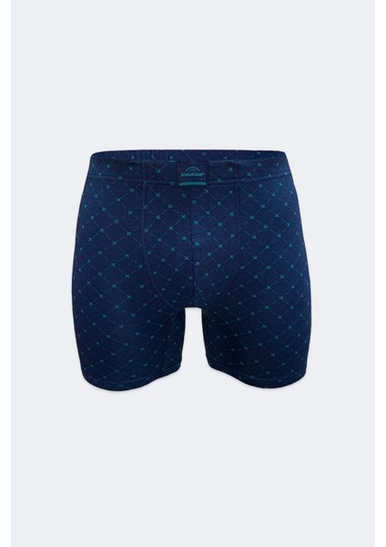 Erkek 3 Lü Lacivert Desenli Premium Collection Modal Uzun Boxer 3M250 modelleri
