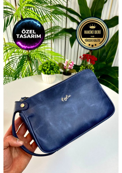 Rewoler Antik Lacivert Tabanca Model Deri El Çantası