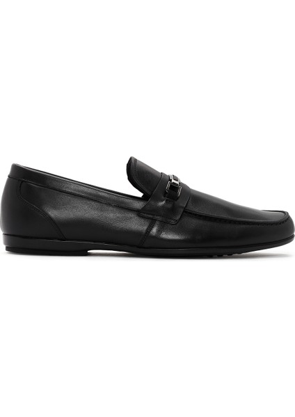 Erkek Siyah Deri Klasik Loafer 25SFD670018