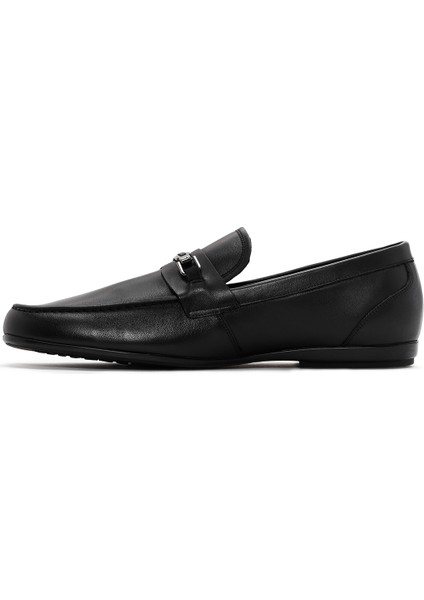 Erkek Siyah Deri Klasik Loafer 25SFD670018