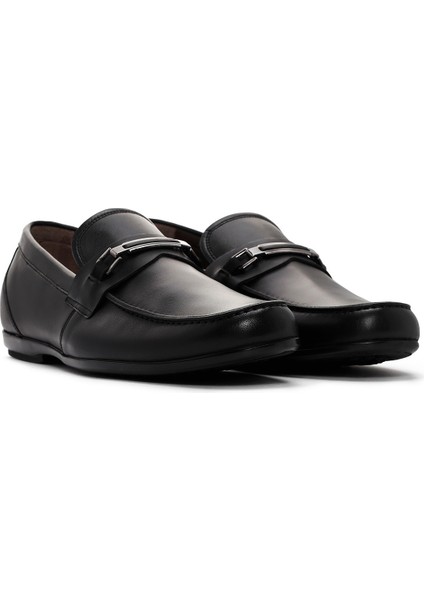 Erkek Siyah Deri Klasik Loafer 25SFD670018