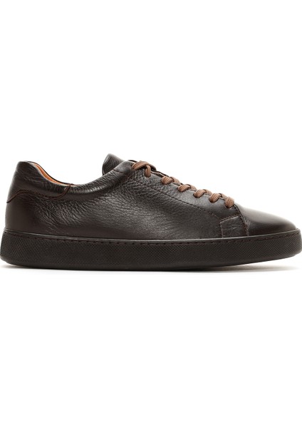 Erkek Kahverengi Bağcıklı Deri Sneaker 25SFD640118