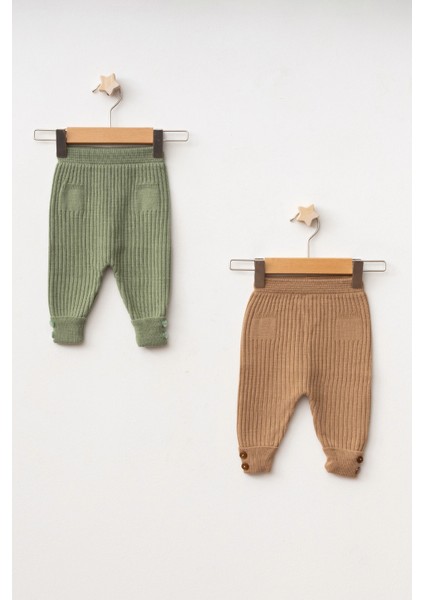 Düğme Detaylı Erkek Bebek 2'li Triko Alt 4040-1