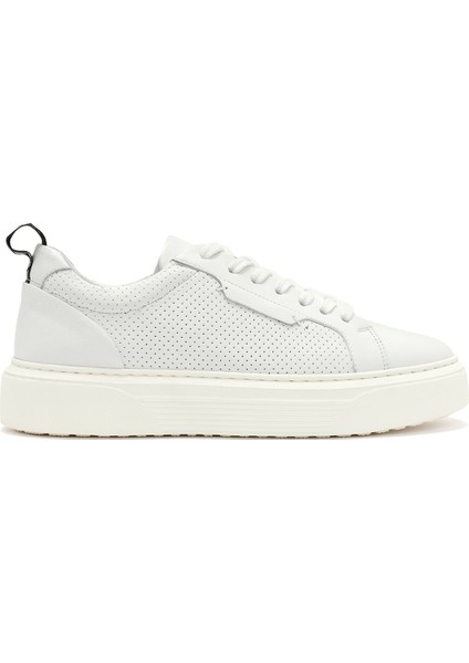 Erkek Beyaz Bağcıklı Deri Sneaker 25SFD640414
