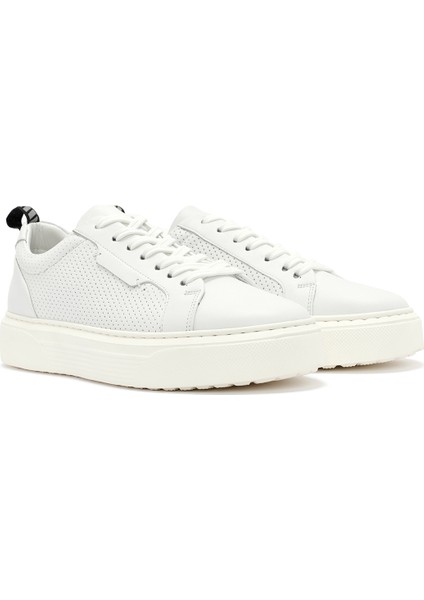Erkek Beyaz Bağcıklı Deri Sneaker 25SFD640414