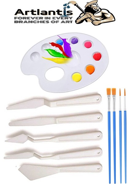 Godeli Plastik Resim Paleti 5 Li Plastik Spatula Resim Fırçası 1 Paket Ressam Paketi Sanatsal Esnek Plastik Palet Bıçağı