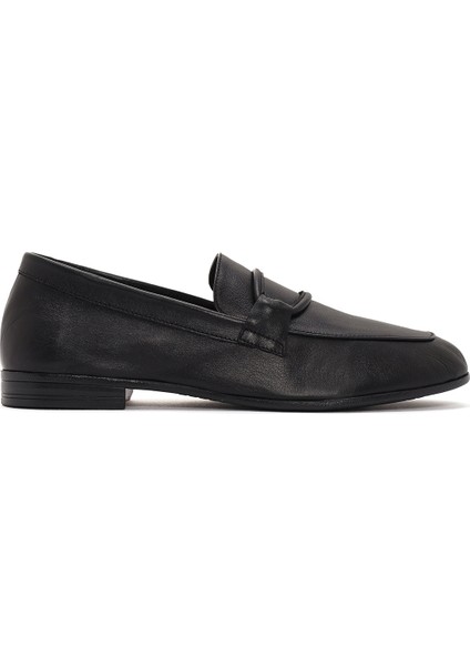 Kadın Siyah Deri Casual Loafer 25SFD350418