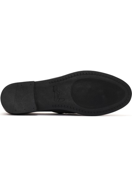 Kadın Siyah Deri Casual Loafer 25SFD350418