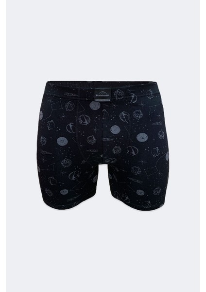 Erkek 3 Lü Siyah Desenli Premium Collection Modal Uzun Boxer 3M250