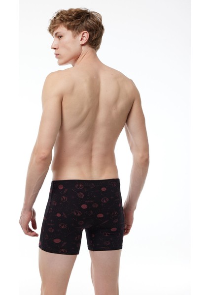 Erkek 3 Lü Siyah Desenli Premium Collection Modal Uzun Boxer 3M250