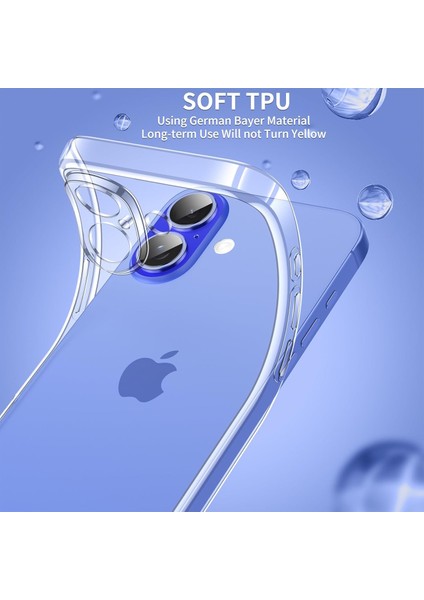 iPhone 16 Plus Kılıf Kamera Çıkıntılı Korumalı Yumuşak Şeffaf Silikon + 9h Ekran Koruyucu Cam Set 2in1 fiyatları