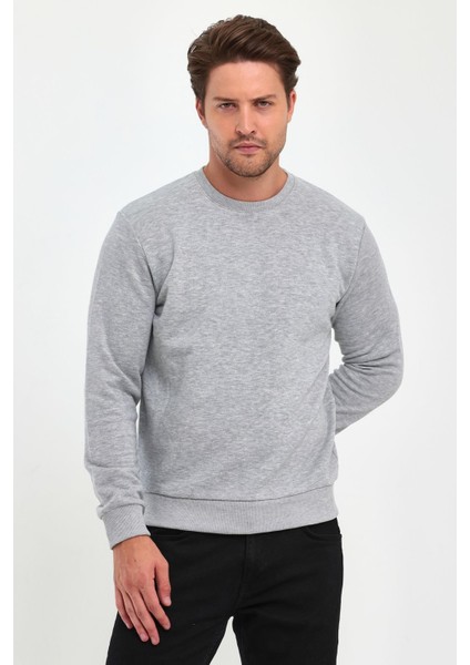 Erkek Sıfır Yaka 3 İplik Şardonsuz Sweatshirt modelleri