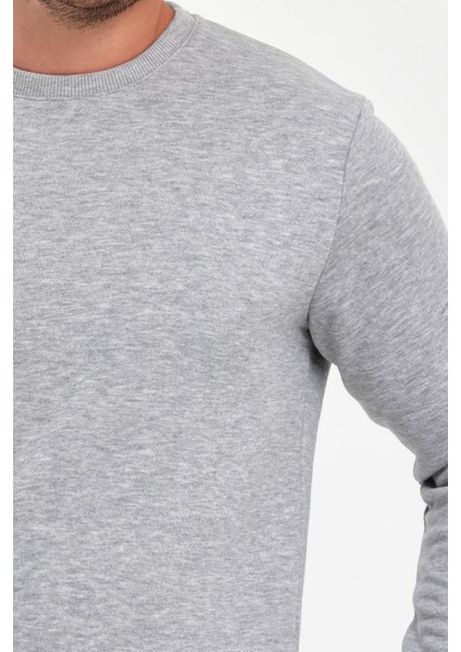 Erkek Sıfır Yaka 3 İplik Şardonsuz Sweatshirt indirimleri
