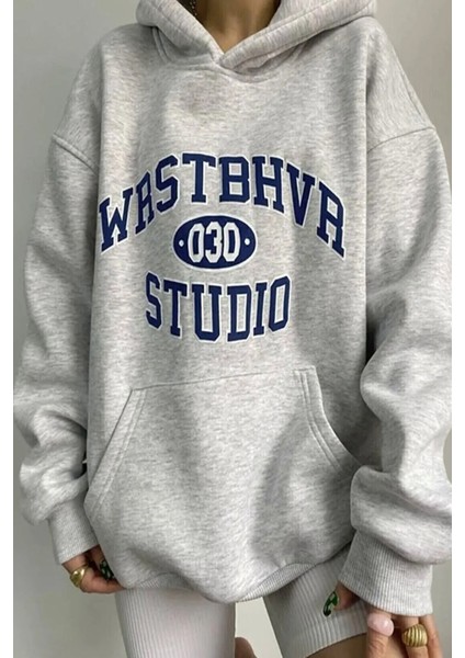 Uygun Tarz Collage Baskılı Pamuklu Oversize Sweatshirt