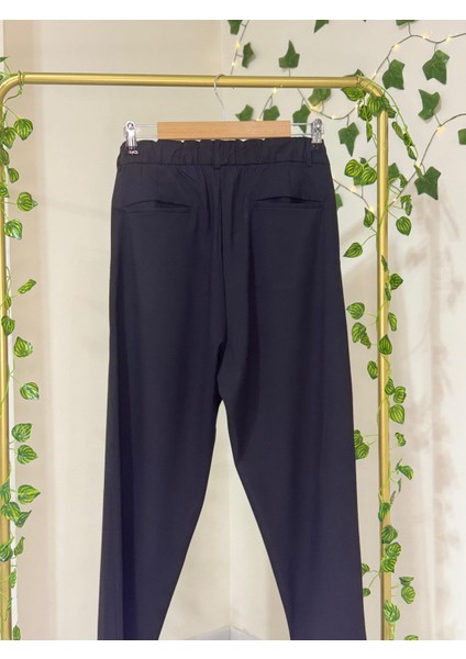 Bez Ayağı Kumaş Beli Lastikli Pantolon modelleri