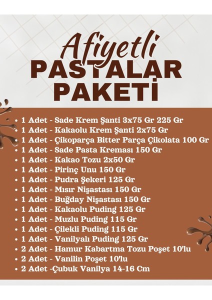 Afiyetli Pastalar Paketi fiyatları