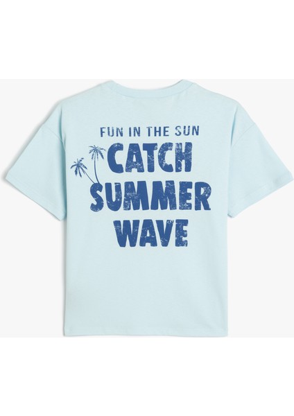 Oversize Tişört Kısa Kollu Bisiklet Yaka Yaz Baskı Detaylı Pamuklu fiyatları