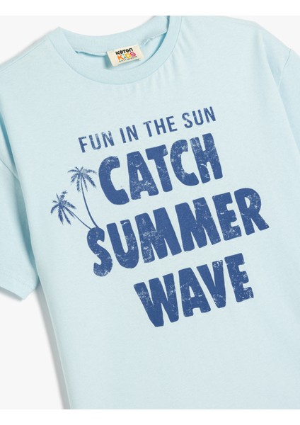 Oversize Tişört Kısa Kollu Bisiklet Yaka Yaz Baskı Detaylı Pamuklu modelleri