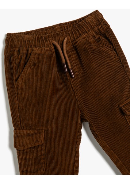 Kargo Pantolon Fitilli Kadife Beli Bağlamalı Cepli Pamuklu modelleri