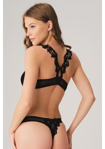 Balenli Destekli Dolgulu Sırt Detaylı Dantelli Sütyen ve String Takım fiyatları